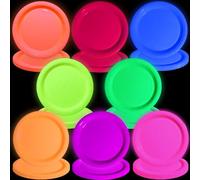 APUXXJUPA 80 Pcs Colorful Neon Party Plates - Glow in The Dark Supplies Neon Birthday Paper Plates for Let's Glow Party Decorations Halloween, 23 x 23 cm