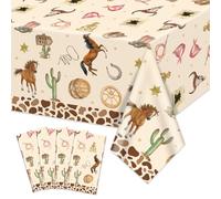 APUXXJUPA Cowboy Tablecloth - 4 Pcs Wild Western Print Tablecloths Cowboy Party Decorations for Rodeo Birthday Supplies Baby Shower Western Party Decorations