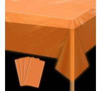 APUXXJUPA Glow Party Orange Tablecloth, 4 Pcs Waterproof Neon Party Decorations Table Covers for Neon Graduation Party Wedding Birthday Party Decorations, 130 x 220 cm