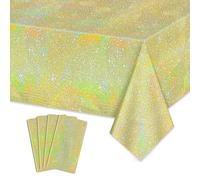 APUXXJUPA Gold Glitter Table Cloth, 4 Pack Gold Yellow Tablecloths for Anniversary Party Supplies Golden Birthday Party Decorations Wedding, 130 x 220 cm