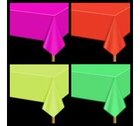 APUXXJUPA Neon Table Cloths - 4 Pcs Multi-color 130 x 220 cm Glow in The Dark Table Cloths for Neon Party Decorations Glow Party Supplies