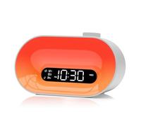APUZOM Alarm Clock with Wake Up Light, Dawn Simulator, 2 Alarms, Snooze, 7 Ringtones, 30 Sounds for Sleeping, Bedside Lamp 14 Colours for Women/Girls/Boys