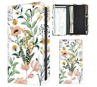 APVDSH Checkbook Cover for Personal Checkbook, Cute Pu Leather check book for Women & Men, Slim Checkbook Holder with Pen Holder and Built-in Clear Plastic Divider, Floral Sketch, Minimalist