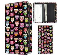 APVDSH Checkbook Cover for Personal Checkbook, Cute Pu Leather check book for Women & Men, Slim Checkbook Holder with Pen Holder and Built-in Clear Plastic Divider, Colorful Owl Pattern
