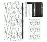 APVDSH Checkbook Cover for Personal Checkbook, Cute Pu Leather check book for Women & Men, Slim Checkbook Holder with Pen Holder and Built-in Clear Plastic Divider, Watercolor Green Leaf
