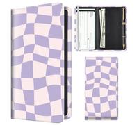 APVDSH Checkbook Cover for Personal Checkbook, Cute Pu Leather check book for Women & Men, Slim Checkbook Holder with Pen Holder and Built-in Clear Plastic Divider, Purple Wave