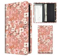 APVDSH Checkbook Cover for Personal Checkbook, Cute Pu Leather check book for Women & Men, Slim Checkbook Holder with Pen Holder and Built-in Clear Plastic Divider, Rosemary Floral