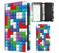 APVDSH Checkbook Cover for Personal Checkbook, Cute Pu Leather check book for Women & Men, Slim Checkbook Holder with Pen Holder and Built-in Clear Plastic Divider, Color Blocks