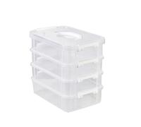 APVMFMKLTG Extra Large 4-Tier Stackable Storage Box with Lid Clear Plastic Organizer Toy Building Block(WHITE)