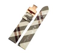 APVMFMKLTG Quick Disassembly Plaid Pattern Leather Strap 12 14 16 18 20 22mmBlack Brown Bracelet Fit For BURBERRY Men Women WatchChain(Rice white RoseB,12mm)