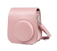 APVMFMKLTG Solid Color Full Body Camera Leather Case Bag with Strap Fit for FUJIFILM Fit for Instax Mini 11(Pink)