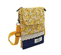 APVPOPOKGM Cotton Floral Women's Crossbody Shoulder Bag Ladies Mini Handbag Female Cloth Sack Small Phone Purse Wallet Pouch for Girls(F)