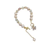 APVPOPOKGM Elegant Natural Freshwater Pearl Shiny Flower 14K Gold Filled Female Bracelet Jewelry For Women