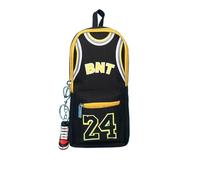 APVPOPOKGM Large Capacity Basketball Theme Pencil Case with Double Layers, Cute Pencil Bags with Sneaker Keychain(Black 24)