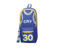 APVPOPOKGM Large Capacity Basketball Theme Pencil Case with Double Layers, Cute Pencil Bags with Sneaker Keychain(Blue 30)