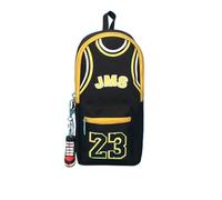 APVPOPOKGM Large Capacity Basketball Theme Pencil Case with Double Layers, Cute Pencil Bags with Sneaker Keychain(Black 23)