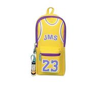 APVPOPOKGM Large Capacity Basketball Theme Pencil Case with Double Layers, Cute Pencil Bags with Sneaker Keychain(Yellow 23)