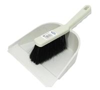 APXB Dustpan & Stiff Brush Set Home Cleaning Houshold Floor Dust Sweeping Rubber Lip Dlux Dust Pan Heavy Duty Large Long Bristles Sweeper Tool (White)