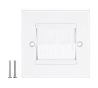 APXEL 1 Pack Brush Wall Plate, Cable Pass Through Wall Plate Faceplate, White Brush Single Gang Walls Outlet Cable Entry Plates for HDMI TV Ethernet Speaker Wires Acces, Tidy Mount