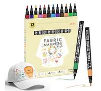 APXEL 12 Fabric Markers Pens, 12 Color Non Toxic Indelible and Permanent Fabric Paint, Fine Point Textile Marker Pen for Clothes Tshirt Plain Tote Bags Canvas Shoe Adults kids Crafts Kit