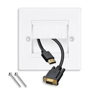 APXEL 1pc Brush Faceplate White Brushplate Wall Plate, Cable Entry Cover | Single Gang Brush Panel for Covering Outlets, Cables Pass Through Insert for Wires, Receptacles and Tidying Cords