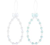 APXEL 2 Pack Phone Charm Set, Cute Sparkling Crystal Bowknot Love Beaded Charms Lanyard, Anti- Lost Charm Wrist Strap Phone Lanyard Wrist Strap Keychain for Wallet Handbag Camera Cell Decoration
