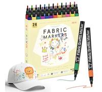 APXEL 24 Fabric Markers Pens, 21 Color Non Toxic Indelible and Permanent Fabric Paint, Fine Point Textile Marker Pen for Clothes Tshirt Plain Tote Bags Canvas Shoe Adults kids Crafts Kit