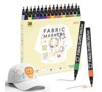 APXEL 30 Fabric Markers Pens, 30 Color Non Toxic Indelible and Permanent Fabric Paint, Fine Point Textile Marker Pen for Clothes Tshirt Plain Tote Bags Canvas Shoe Adults kids Crafts Kit