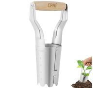 APXEL Bulb Planter, 6cm Diameter 10cm Depth Hand Bulb Planter With Depth Scale Wood Handle, Stainless Steel Gardening Plant Tool for Planting Tulip Daffodil Flower