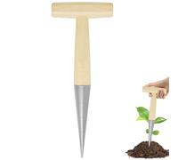 APXEL Bulb Planter & Dibber Tool, Wooden Handle Garden Hand Dibber | Light Weight Traditional Gardening Plant Tool with Measurement Scale for Planting Seeds, Transplanting Flowers & Vegetables