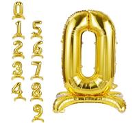 APXEL Gold Standing Number 0 Balloons, 40 Inch Large Foil Number 0 Balloons, Self Inflating 0th Birthday Balloon for 0 Year Anniversary Birthday Party Christmas Decorations Supplies