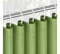 APXEL Green Waffle Shower Curtain, Mould Proof Waterproof Fabric Wet Room Shower Curtains, Heavy Duty Washable Bathroom Curtain Set with 12 Plastic Hooks (180 x 200cm Drop)
