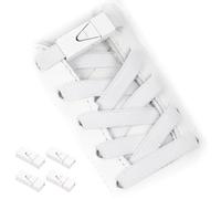 APXEL No Tie Shoe Laces, 2 Pairs Premium Elastic Shoe Laces, Quick Lock Buckle, Flat Shoes Laces For Adults & Kids, 8mm Wide One Size Fit All (White)