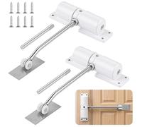 APXEL Spring Door Closer, 2pcs Adjustable Safety Automatic Door Closer | Spring Closer Doors Stopper with Adjusting Rod and Screws, for Commercial & Home Use Weights 20-40kg (White)