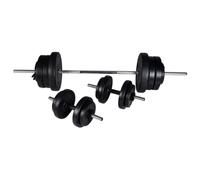 APXESS 60 kg Barbell & Dumbbell Set, Fitness Weight Lifting Training Gear | Cement Plates, Chrome Plated Steel Bars, For Chest Bicep Arm Muscle Training