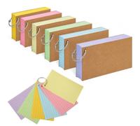 APYFID Study Cards, 100 Pcs 3x5 Inch Kraft Index Cards with Rings | Stop Wasting Time Sorting Loose Notes Write Freely, No Ink Bleed Worries Portable & Practical - From Classroom to Kitchen