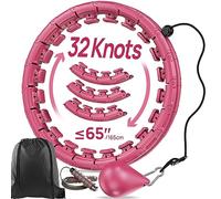 APzek 32 Knots Smart Weighted Exercise Hoop Plus Size, Adjustable for Adults and Beginners, 2 in 1 Fitness Massage Non Fall With Spinning Ball - Pink
