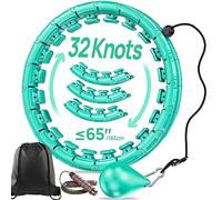 APzek 32 Knots Weighted Exercise Hoop Detachable & Adjustable for All People, No Falling Plus Size Smart Huula Hoop, 2 in 1 Abdomen Fitness Massage with Spinning Ball - Green