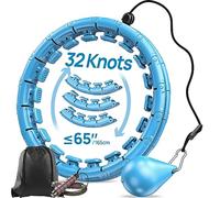 APzek Weighted Exercise Hoop Plus Size, 32 Detachable Knots for Adults & Beginners, 2 in 1 Abdomen Fitness Massage Non Fall Smart Hooola Hoop with Auto Spinning Ball