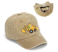 APZRYFF Childs Baseball Cap, Cute Excavator Embroidery Baseball Caps, Adjustable Cotton Washed Vintage Hat Caps, Adjustable Summer Toddler Kids Sun Hat UV Shades for Boys Caps Age 2-8 Khaki
