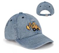 APZRYFF Kids Cowboy Hat, Childs Baseball Cap, Cute Excavator Embroidery Baseball Caps, Adjustable Cotton Washed Vintage Cowboy Hat Caps, Adjustable Summer Sun Hat UV Shades for Boys Caps Age 2-8 Blue