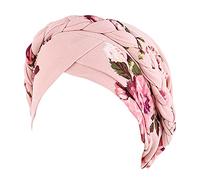 AQ899 Chemo Cancer Head Hat Cap Ethnic Pre-Tied Twisted Braid Hair Cover Wrap Headwear Pre Tied Chemo Head Scarf Beanie Skull Cover Cap for Women Beige, One Size