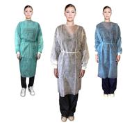 AQASKIN Disposable Shirt in TNT 3g/mq with Pure Cotton Cuffs, DIY Work Quantity 10 pcs White