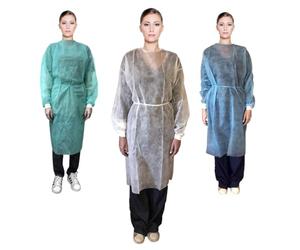 AQASKIN Disposable Shirt in TNT 3g/mq with Pure Cotton Cuffs, DIY Work Quantity 10 pcs White