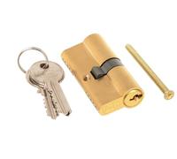 Aqbau Brass Profile Cylinder 25/25 mm - 3 Keys - Standard Door Cylinder for Front Door, Apartment, Garage & Garden Shed - Robust Lock Cylinder for Indoor & Outdoor Use - Corrosion Resistant & Durable