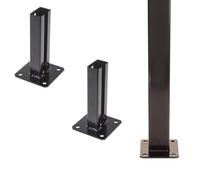 Aqbau Set of 2 Post Brackets 60 x 40 mm Screw-On Sleeve for Double Rod Mat Fence Black - Galvanised & Powder Coated - for Fence Posts, Privacy Screen, Garden Fence