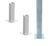 Aqbau Set of 2 Post Brackets 60 x 40 mm Screw-On Sleeve for Double Rod Mat Fence Silver - Galvanised & Powder Coated - for Fence Posts, Privacy Screen, Garden Fence