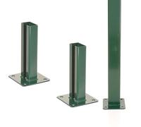 Aqbau Set of 2 Post Holders 60 x 40 mm Screw-On Sleeve Green for Double Rod Mat Fence - Galvanised & Powder Coated - for Fence Posts, Privacy Screen, Garden Fence