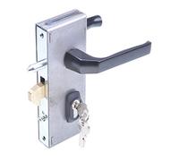 Aqbau Sliding Door Lock Set 72/40 with Handle and Lock Box | Galvanised Steel, 40mm Backset, 72mm Distance, 8mm Square, Includes Pusher for Sliding Door, Sliding Gate and Garden Gate