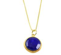 AqBeadsUk Birthstone Necklace September Semi-Precious Stone Necklace Genuine Gemstone pendant Lapis Lazuli 925 Sterling Silver with- 18k Gold vermeil- 16"-18" Adjustable Chain Necklace for Women